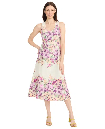 MAGGY LONDON WOMEN'S FLORAL-PRINT COTTON MIDI DRESS