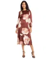 Maggy London Women's Long Sleeve Flower Midi Dress In Multi