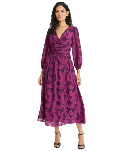 Maggy London Women's Long-sleeve Midi Dress In Purple