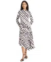 Maggy London Long Sleeve Asymmetric Hem Midi Dress In Multi