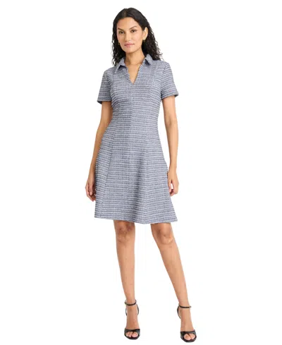 Maggy London Women's Metallic Collar Neck Short Dress In Gray