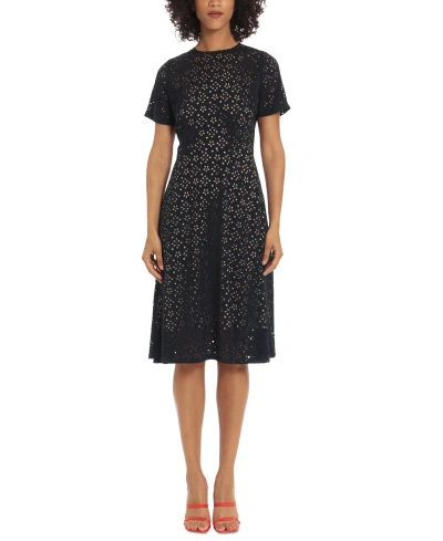 Maggy London Women's Midi Fit & Flare Dress In Navy