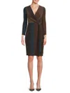 Maggy London Metallic Long Sleeve Wrap Dress In Bronze