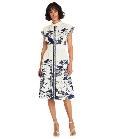 Maggy London Women's Printed Button-down Dress In Multi