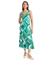 Maggy London Linen Blend Midi Dress In Blue