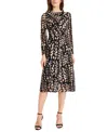 Maggy London Print Long Sleeve A-line Dress In Multi