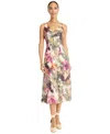 Maggy London Floral Midi Dress In Ivory/berry In Multi