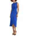 Maggy London Ruched Sleeveless Midi Dress In B. Cobalt