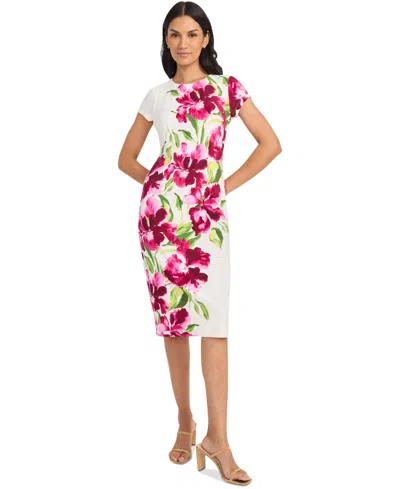 Maggy London Women's Short-sleeve Midi Dress In White,wine