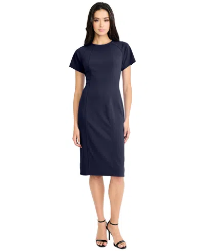 Maggy London Women's Short-sleeve Sheath Midi Dress In Blue