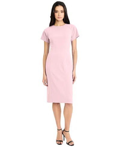 Maggy London Women's Short-sleeve Sheath Midi Dress In Pink
