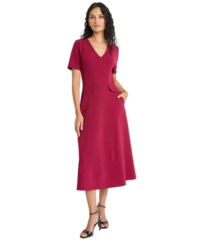 Maggy London Women's Short Sleeve V-neck Dress In Red