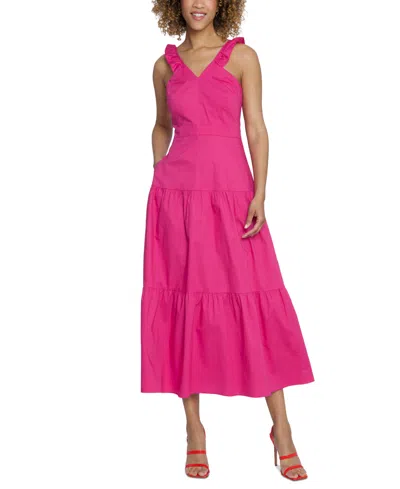 Maggy London Women's Sleeveless Flutter-strap Dress In Pink