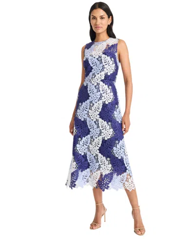 Maggy London Women's Sleeveless Lace Midi Dress In Blue