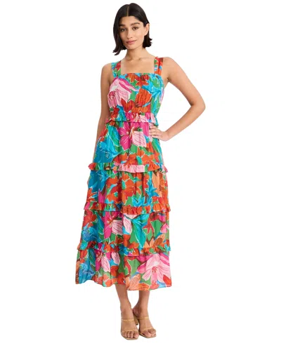 Maggy London Women's Sleeveless Tiered Midi Dress In Multi