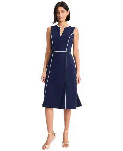 Maggy London Women's Sleeveless V-neck Midi Dress In Blue