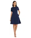 Maggy London Women's Solid Asymmetric-neck Flared Dress In Navy Blazer