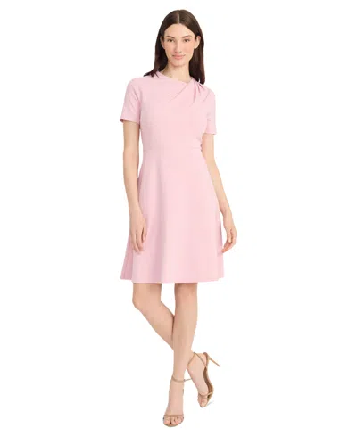 Maggy London Women's Solid Asymmetric-neck Flared Dress In Shell Pink