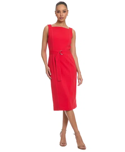 Maggy London Women's Square Neck Midi Dress In Red
