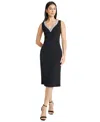 Maggy London Women's V-neck Embellished Sheath Midi Dress In Black
