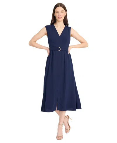 Maggy London Women's V-neck Fit & Flare Dress In Navy Blazer