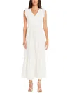 Maggy London V-neck Sleeveless Solid Maxi Dress In Multi
