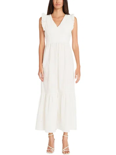 MAGGY LONDON WOMENS COTTON V-NECK MAXI DRESS