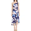 Maggy London Abstract Print Asymmetric Midi Dress