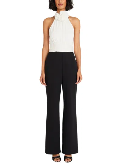 Maggy London Womens Embellished Wide Legs Jumpsuit In White