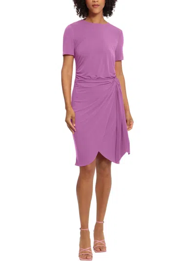 Maggy London Womens Faux Wrap Matte Jersey Wear To Work Dress In Purple