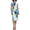 Maggy London Womens Floral Midi Sheath Dress In Multi