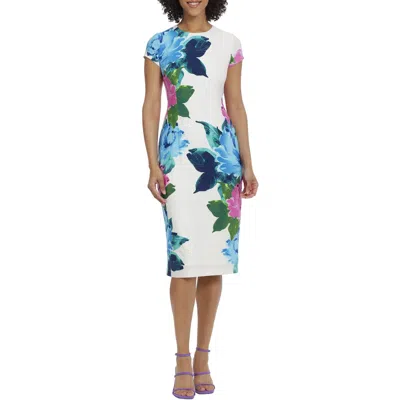 Maggy London Womens Floral Midi Sheath Dress In Multi