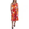 Maggy London Womens Floral Print Cotton Midi Dress