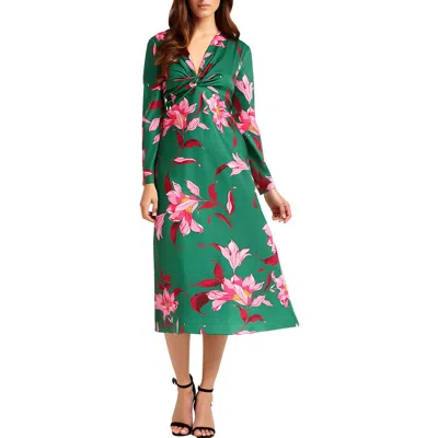 Maggy London Womens Floral Print Manmade Midi Dress