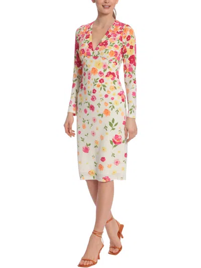 Maggy London Womens Floral Print Matte Jersey Sheath Dress In Multi