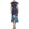 Maggy London Womens Floral Print Polyester Midi Dress In Multi