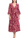 MAGGY LONDON WOMENS FLORAL PRINT POLYESTER MIDI DRESS