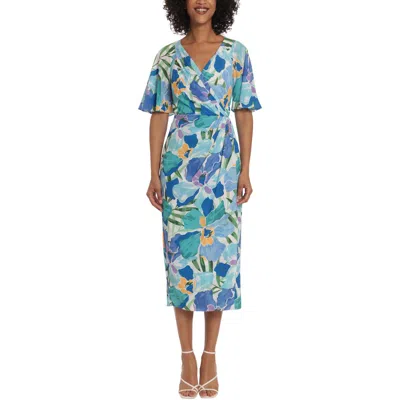 Maggy London Womens Floral Print Polyester Wrap Dress