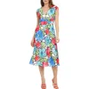 Maggy London Womens Floral V-neck Midi Dress In Multi
