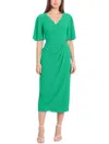Maggy London Womens Flutter Sleeve Calf Midi Dress In Green