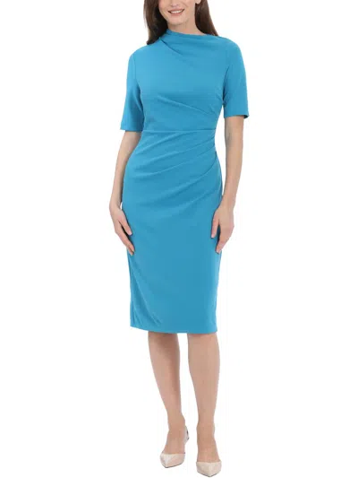 Maggy London Asymmetric Neck Sheath Midi Dress In Blue