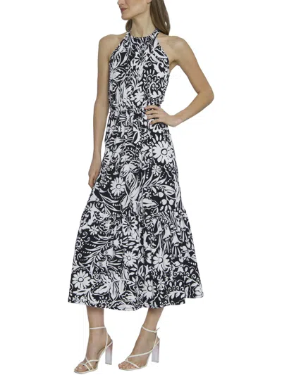 Maggy London Womens Key Hole Back Tea-length Halter Dress In Black
