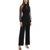 Maggy London Womens Mesh Sleeve Keyhole Jumpsuit In Black