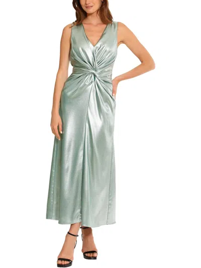 Maggy London Womens Metallic Maxi Dress In Silver