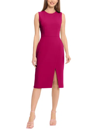 Maggy London Womens Pintuck Knee Length Wrap Dress In Multi