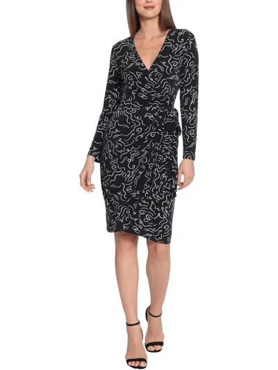 Maggy London Womens Printed Above Knee Wrap Dress In Multi