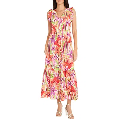 Maggy London Womens Printed Cotton Maxi Dress In Multi