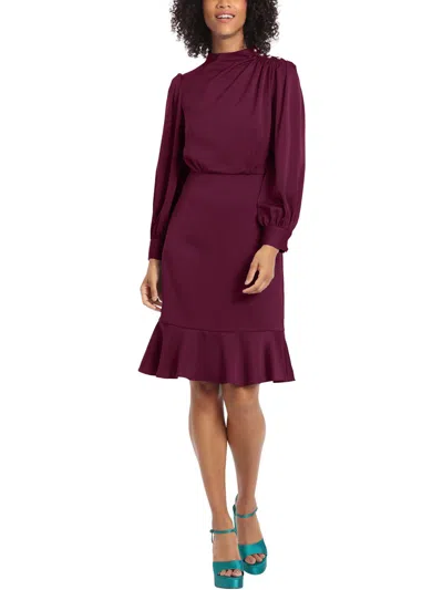 Maggy London Womens Ruffled Above Knee Shift Dress In Red