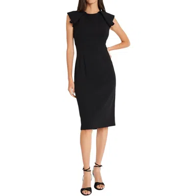 Maggy London Womens Ruffled Polyester Sheath Dress In Black