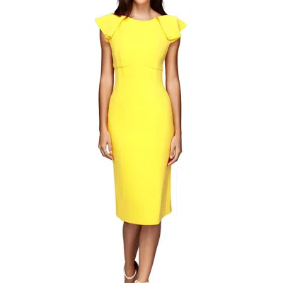 Maggy London Womens Ruffled Polyester Sheath Dress In Empire Yellow